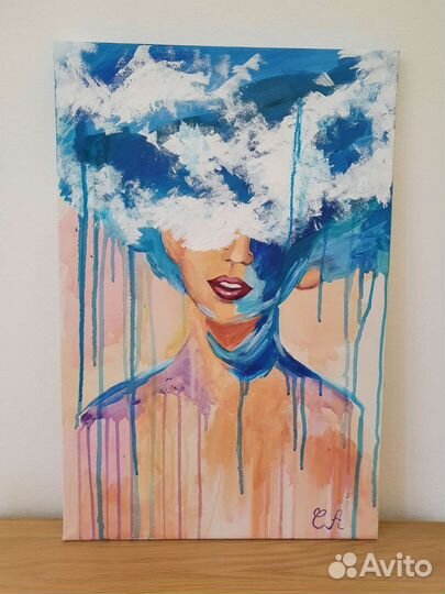 Картина акрилом Девушка-море