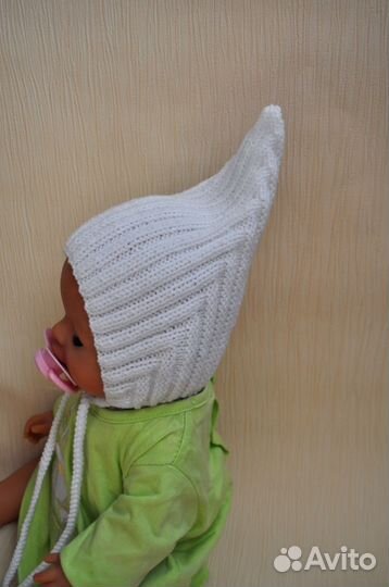 Шапка вязанная для грудничка,на выписку,в коляску