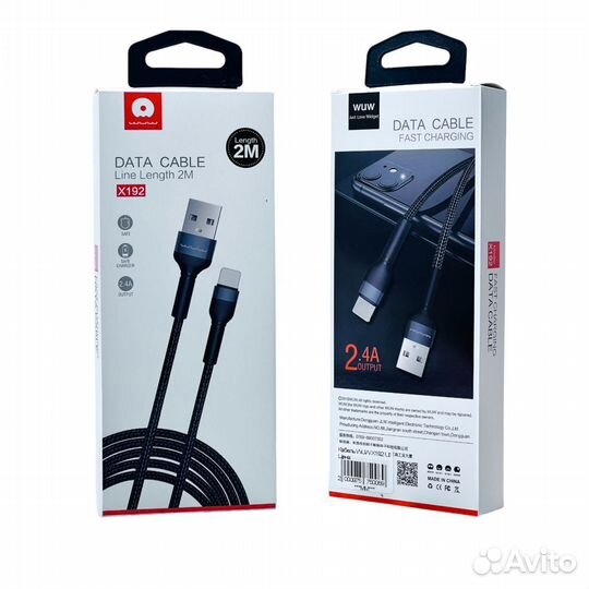 Кабель WUW X192 USB-microUSB 2,4A, 2m Black