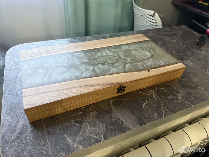 Нарды ручной работы из ясеня + эпоксидная смола