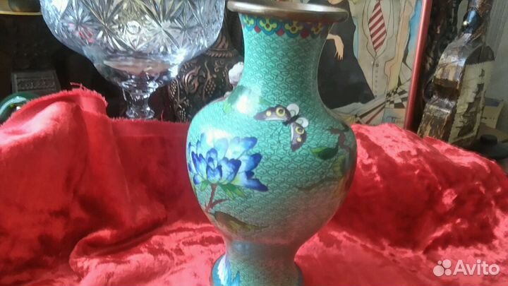 Ваза, Китай, перегородчатая эмаль, клуазоне, винта