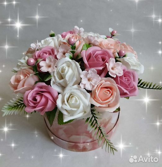 Мыльные розы в коробке