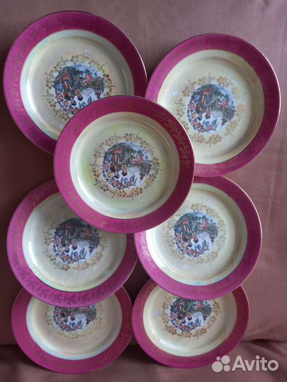 Антиквариат.Тарелки от сервиза Мадонна-Гейши гдр