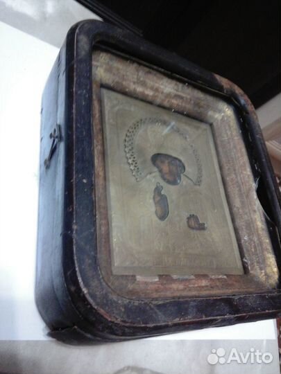 Старинные иконы Николай Чудотворец Штихель Киот