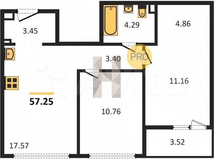 2-к. квартира, 57,2 м², 26/31 эт.
