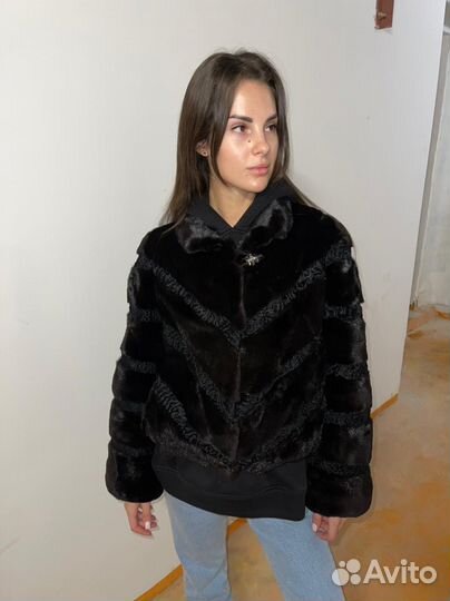 Шуба норковая в расколе каракульча