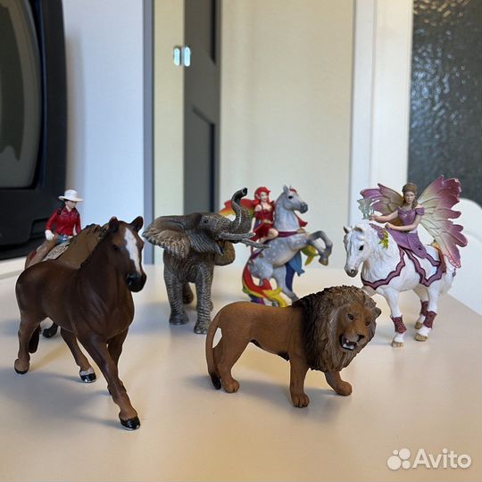 Schleich Оригинал Слон,Лев,Эльфы,Всадница,Лошадь