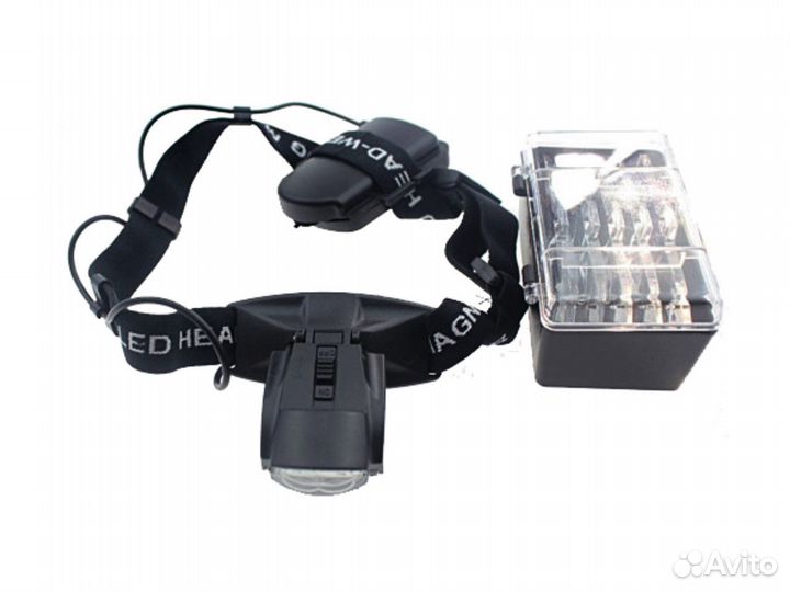 Лупа налобная 1.0х-6.0х с набором линз и подсветко