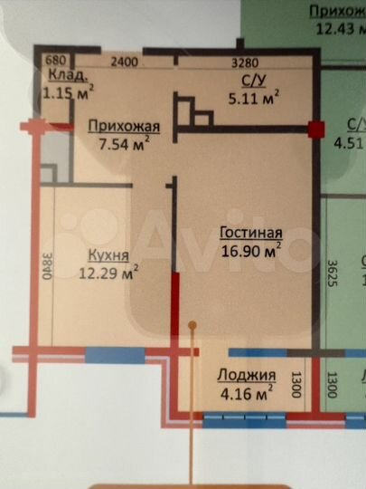 1-к. квартира, 48 м², 13/14 эт.