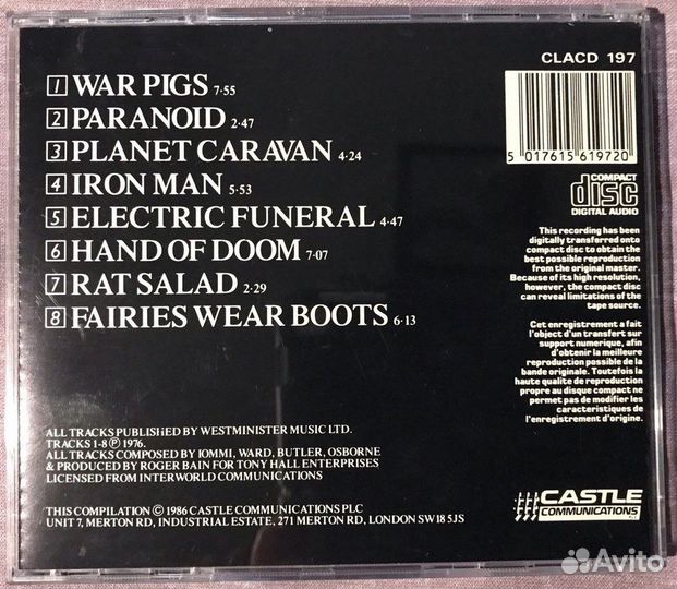 Black Sabbath Paranoid 1970 CD Оригинал