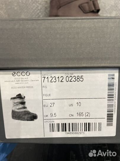 Зимние ботинки ecco 27