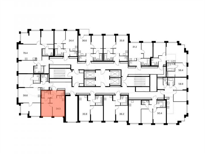 1-к. квартира, 34,5 м², 26/32 эт.