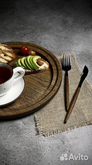 Поднос деревянный круглый