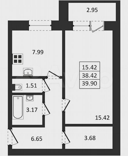 1-к. квартира, 40 м², 3/5 эт.