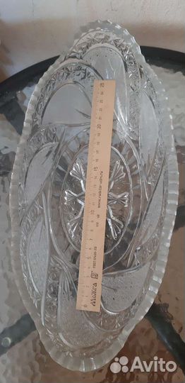 Большая хрустальная ваза для фруктов