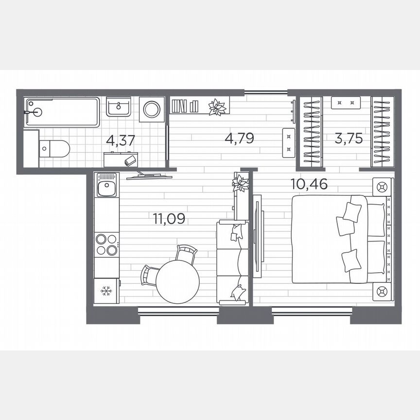 1-к. квартира, 34,5 м², 3/5 эт.
