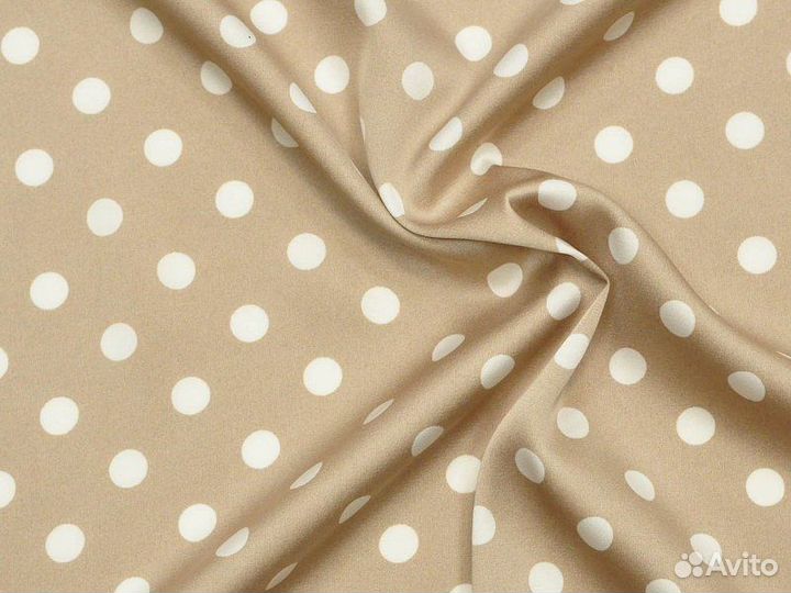 Ткань плательная сатин шёлк Армани горошек стрейч