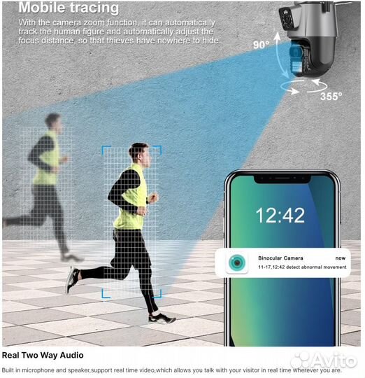 2K Ptz Wi-Fi камеры 4-MP с двумя объективами