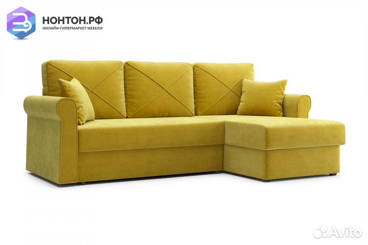 Диван угловой дельфин Лира горчичый