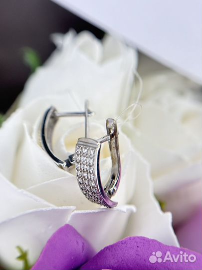 Серьги белое золото 585 новое
