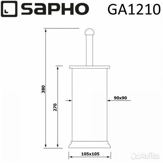 Ершик sapho simple line для унитаза квадратный в к