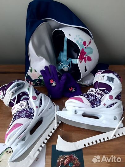 Коньки раздвижные детские + шлем + сумка