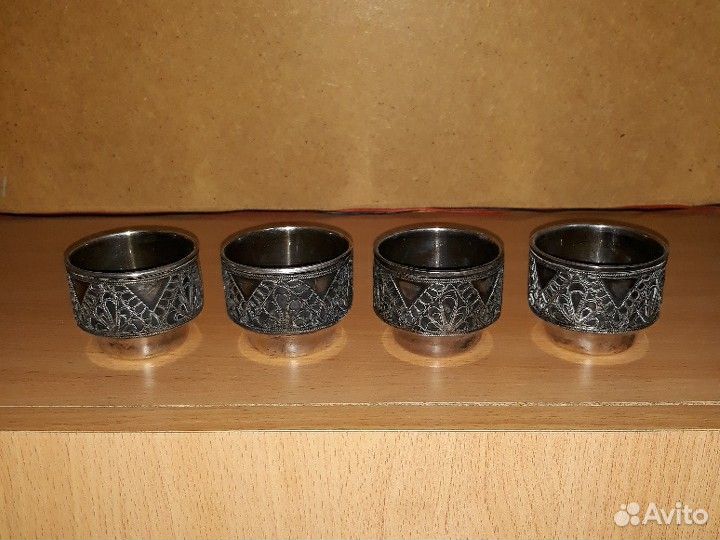 Стопки. Мельхиор, серебрение, скань, чернение