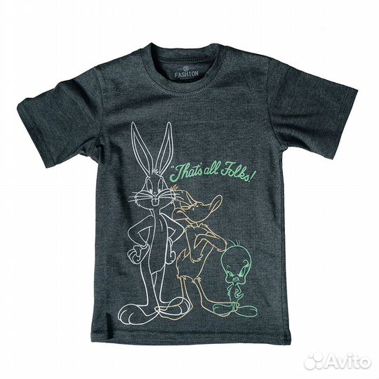 59506 Футболка детская Thats all folks, серый