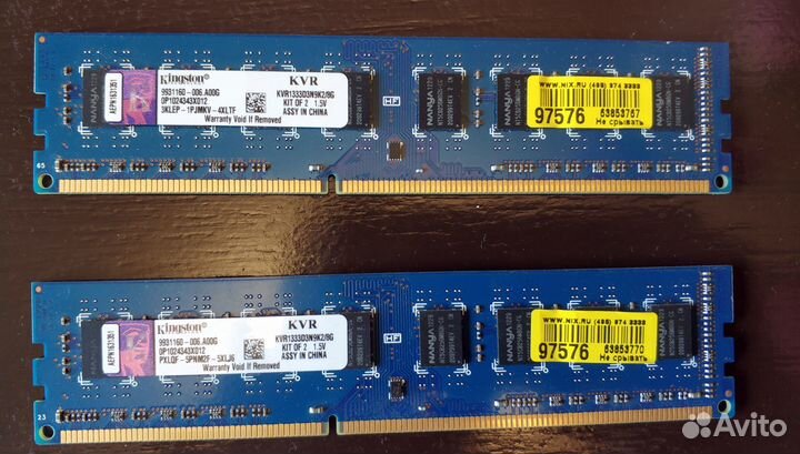 Модуль памяти Kingston KVR DDR3 dimm 2х4 Гб