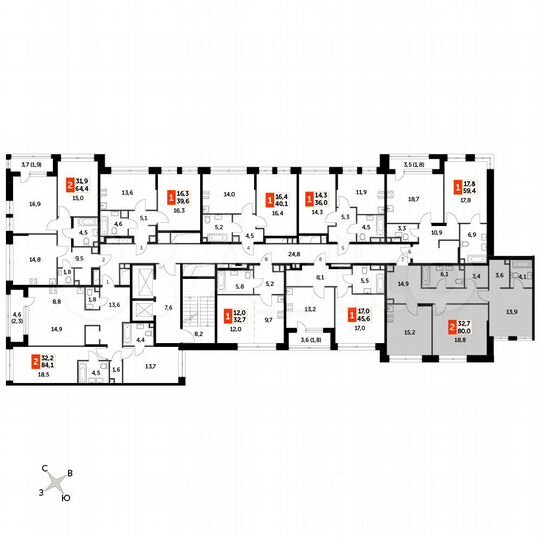 2-к. квартира, 80 м², 4/44 эт.
