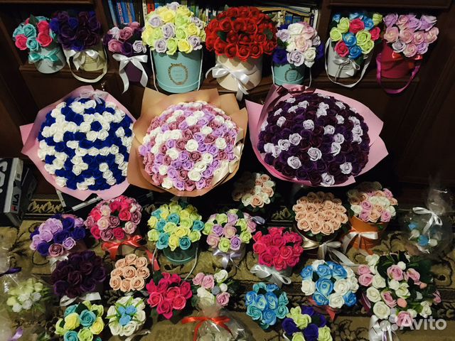 Декоративные мыльные цветы букеты 101 роза