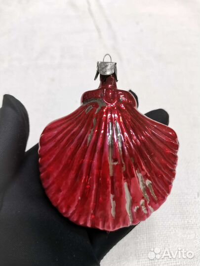 Ёлочная игрушка Ракушка Красная СССР (Ч)