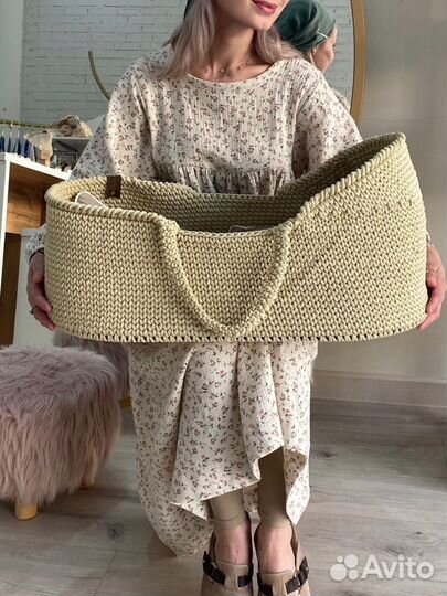 Люлька переноска вязаная корзина для выписки