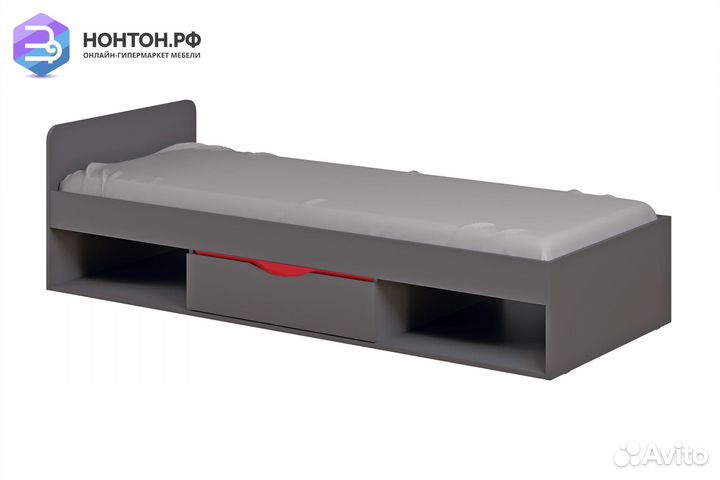 Кровать Неаполь графит / красный