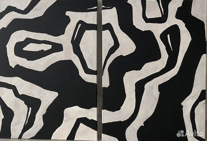 Диптих абстрактных интерьерных картин