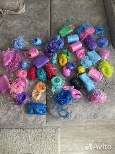 Нитки для вязания мочалок. Остатки
