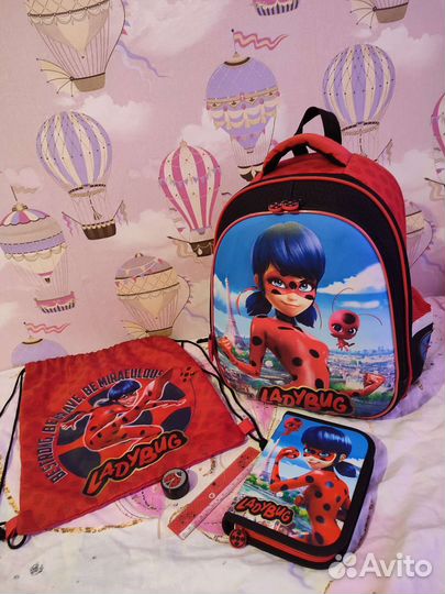 Ранец школьный рюкзак Леди Баг, мешок, пенал
