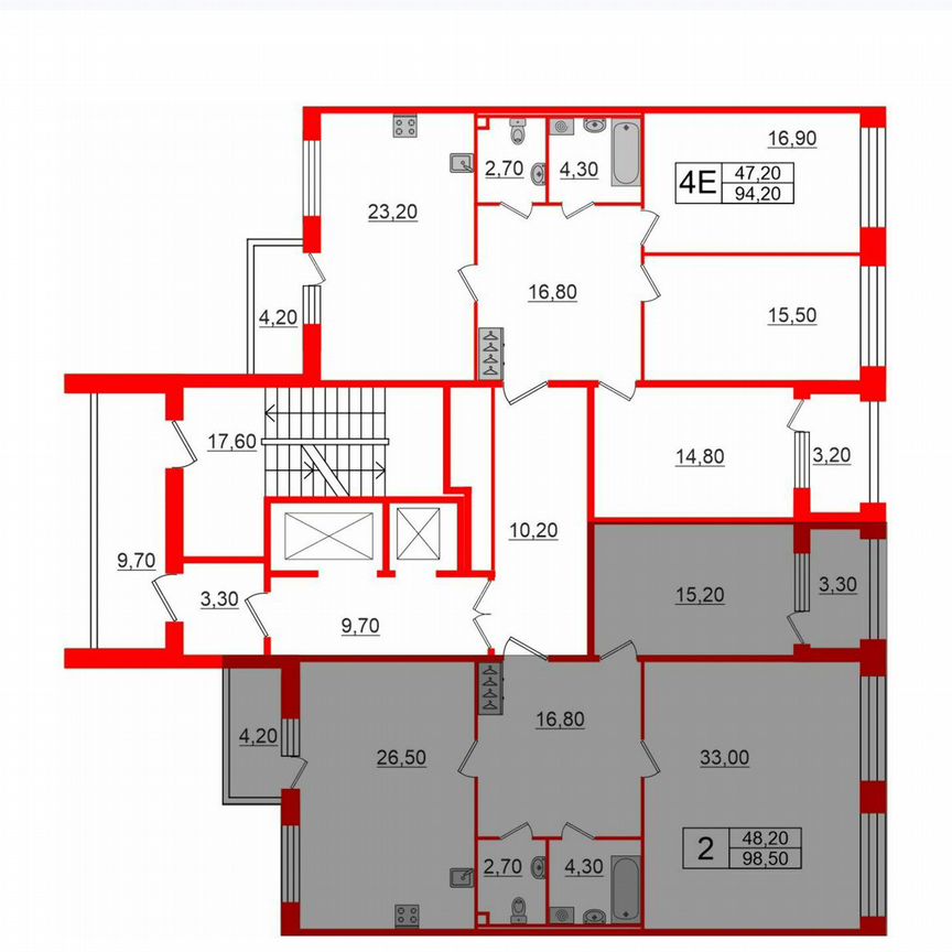 2-к. квартира, 98,5 м², 2/10 эт.