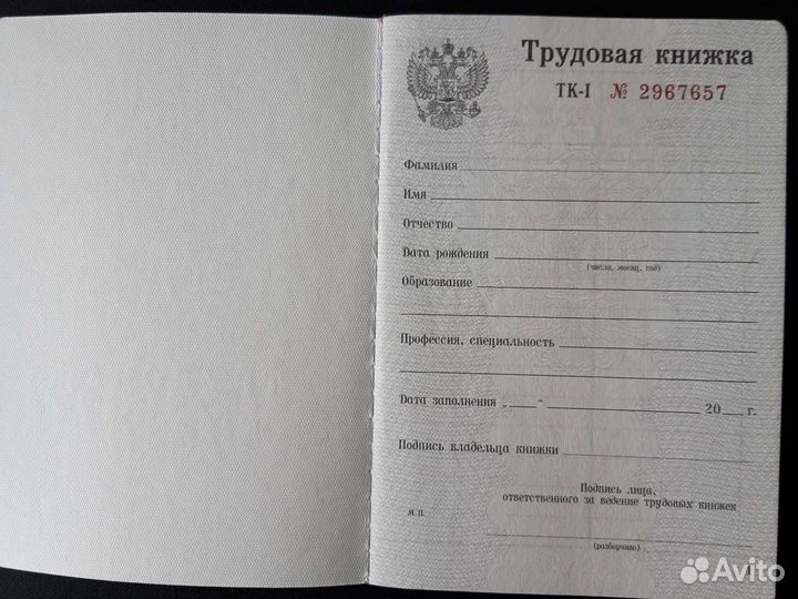 Трудовая книжка тк-I, Гознак