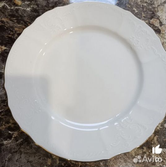 Набор тарелок бернадотт,золотая окантовка,17 см