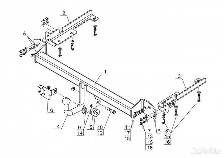 Фаркоп Honda CR-V 2012-2016 (AvtoS HN 05)