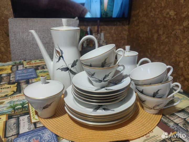 Кофейный сервиз freiberg гдр Роза