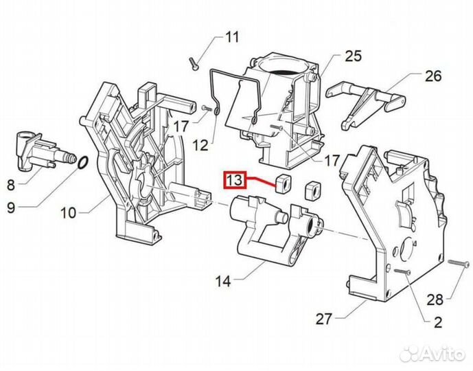 Проставка заварочного блока Saeco Bosch TES
