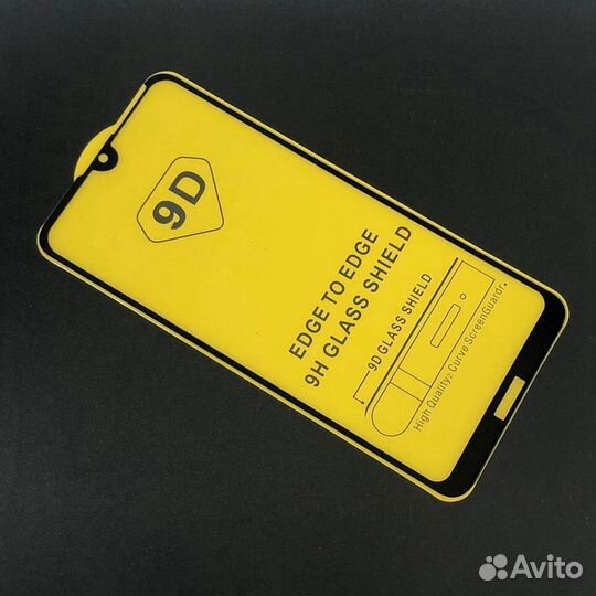 Защитное стекло на Huawei Y7 2019 чёрное