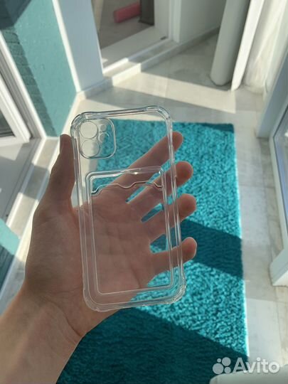 Чехол на iPhone 11 прозрачный с карманом для карты