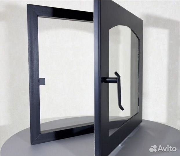 Дверка каминная стальная со стеклом