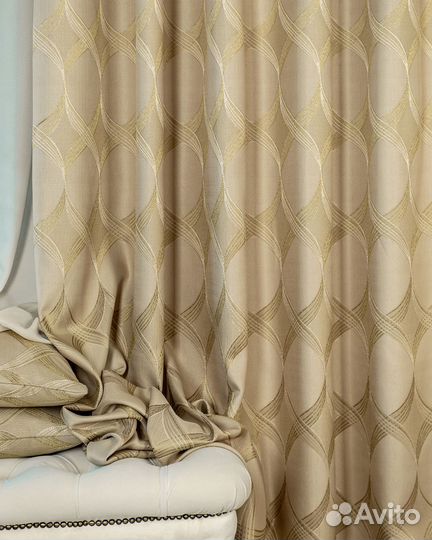 Шторы жаккард Альба Золотой песок