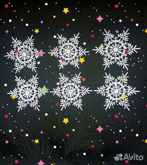 Снежинка вязаная новогодний декор