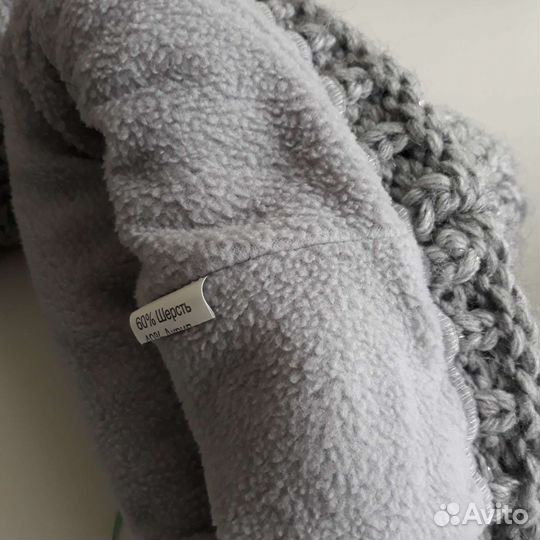 Шапка со снудом женская серая, 56 см