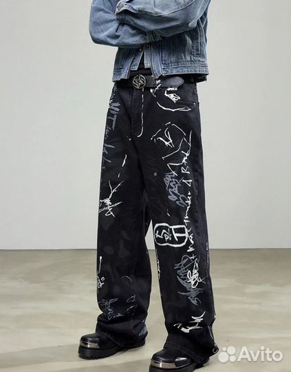 Balenciaga adidas джинсы широкие